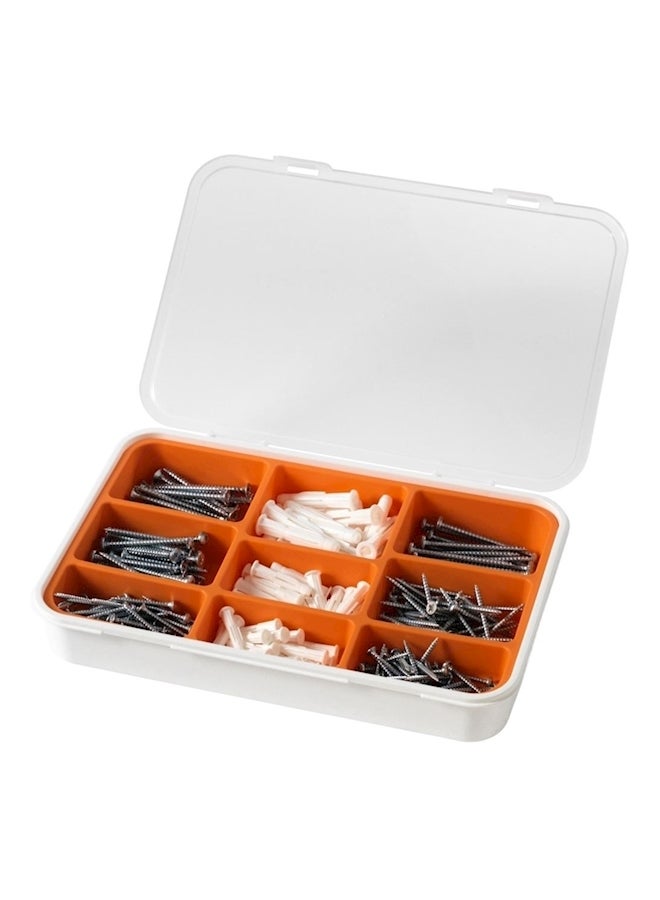 Fixa 260-Piece Screw And Plug Set White/Silver 27.9 x 18.4 x 4.4centimeter