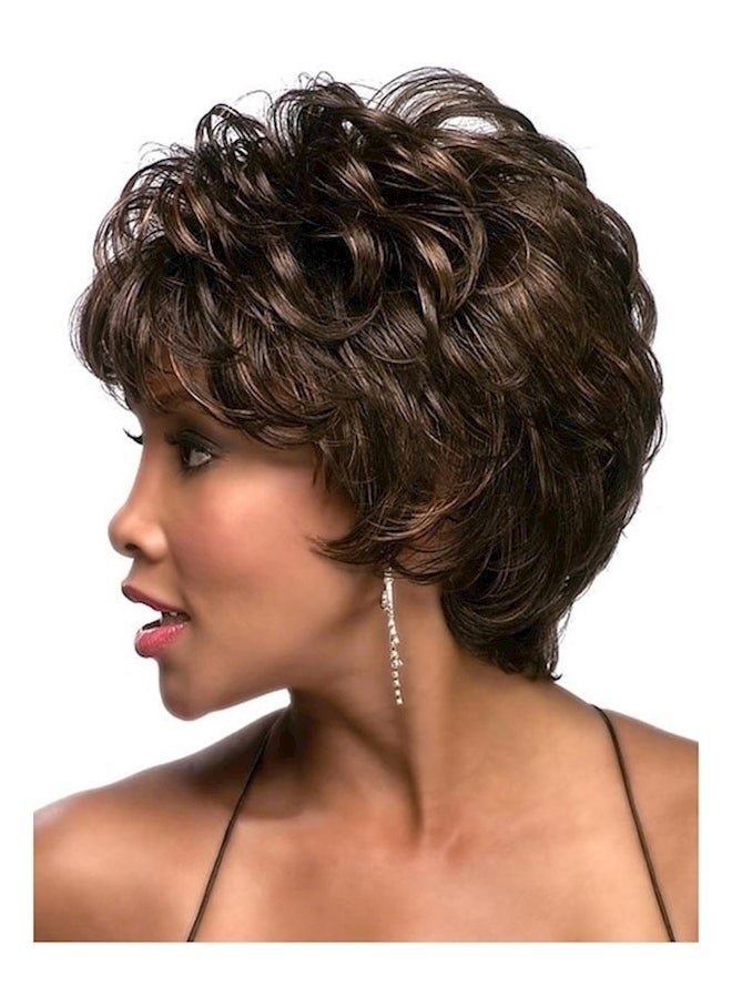 Short Curly Hair Wig Brown - Image 3