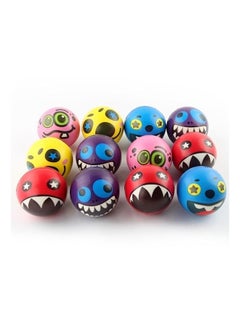 12-Piece Monster Expression Bouncy Ball Set 6.3cm