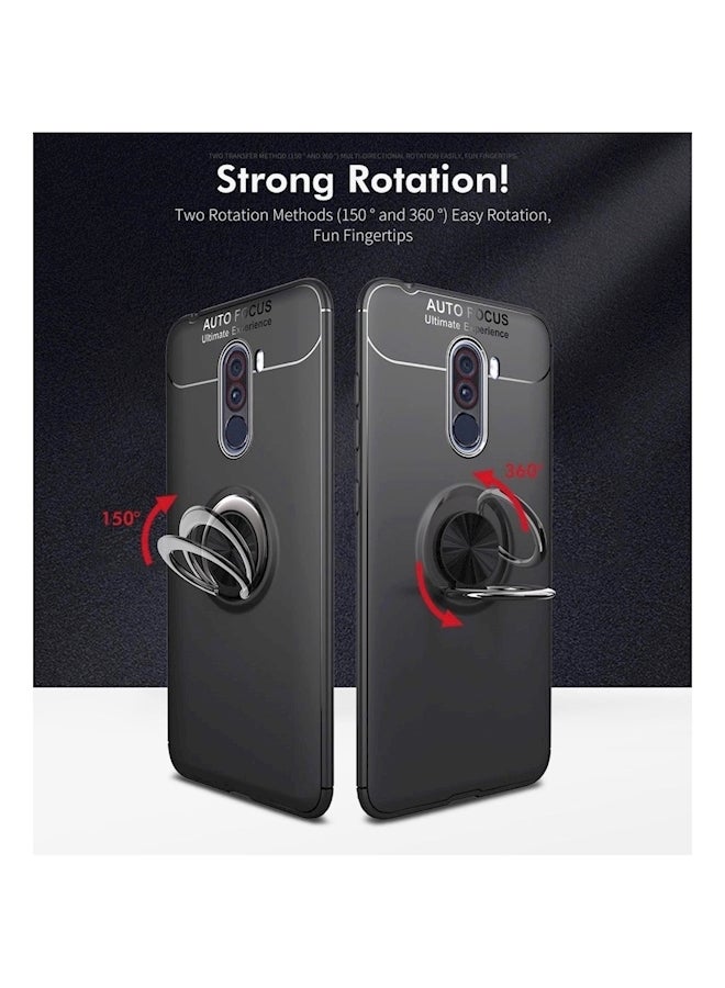Protective Case Cover With Rotatable Magnetic Ring Holder For Xiaomi Pocophone F1 Black  - Image 2