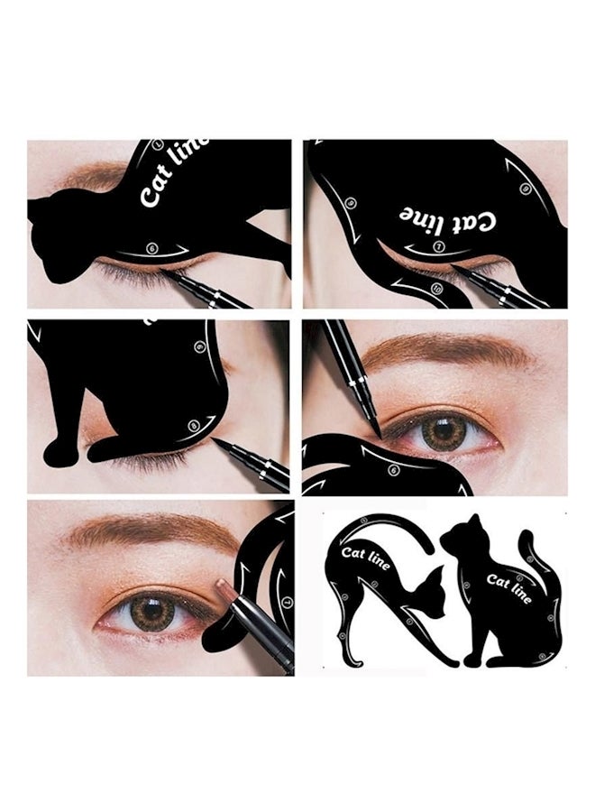 طقم استنسل 2 في 1 على شكل قطة لتحديد العيون أسود - Image 2