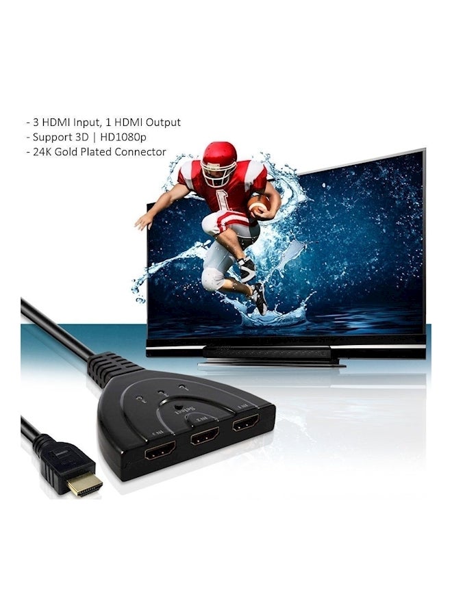 Cablor 3-Port Hdmi Switch Splitter With Pigtail Cable , 3X1 Auto Switch, Support 3D, 1080P For Tv Black  - Image 2