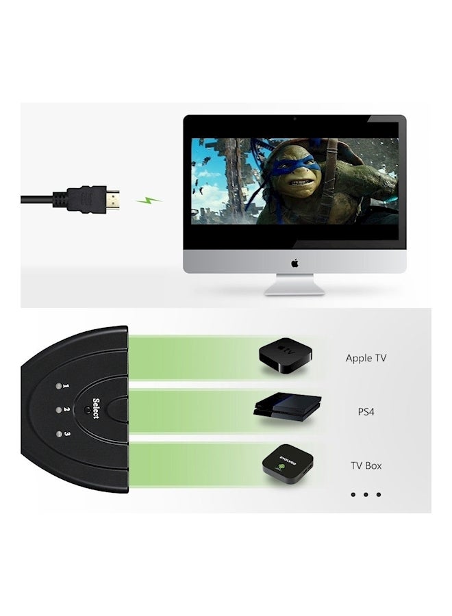 Cablor 3-Port Hdmi Switch Splitter With Pigtail Cable , 3X1 Auto Switch, Support 3D, 1080P For Tv Black  - Image 3