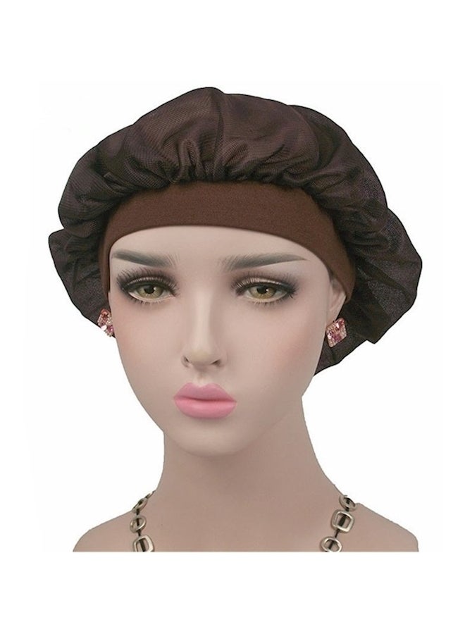 Generic Flower Printed Wide Bonnet Cap Brown 