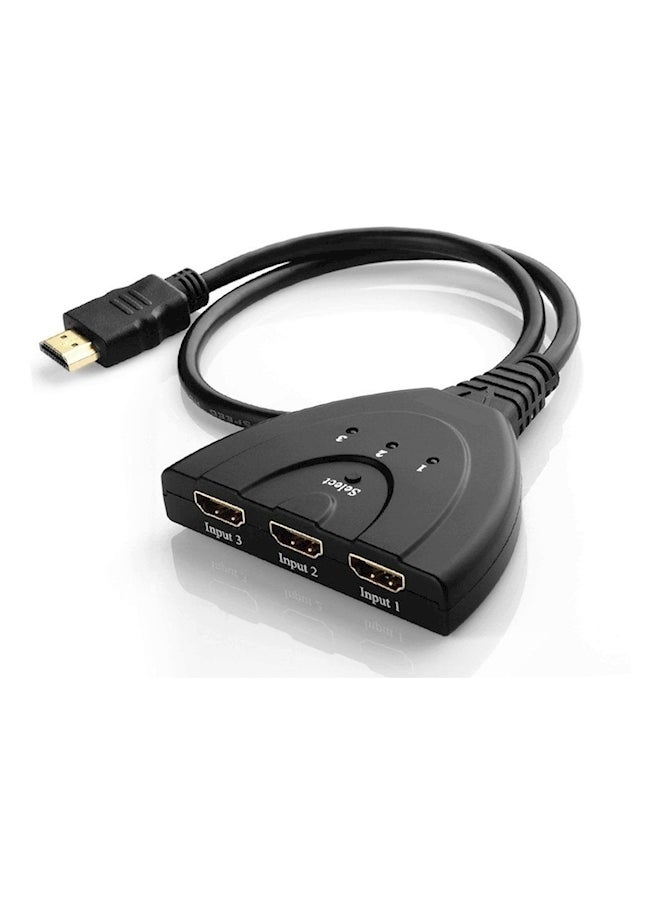 Cablor 3-Port Hdmi Switch Splitter With Pigtail Cable , 3X1 Auto Switch, Support 3D, 1080P For Tv Black  - Image 1