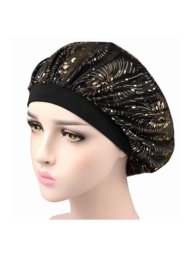 Satin Night Sleep Cap Black/Gold