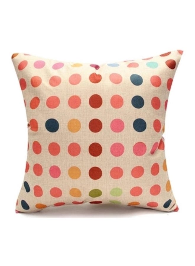 Geometric Dot Printed Cushion Cover Beige/Pink/Blue 45x45cm