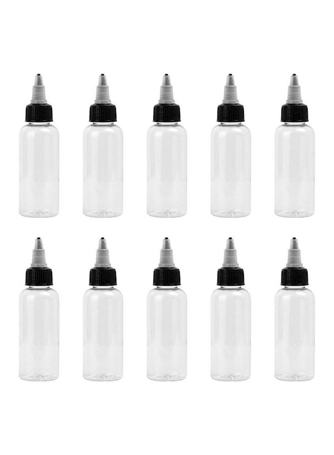 Generic - 10-Piece Empty Tattoo Ink Pigment Bottles With Twist Cap Clear/Black - Image 1