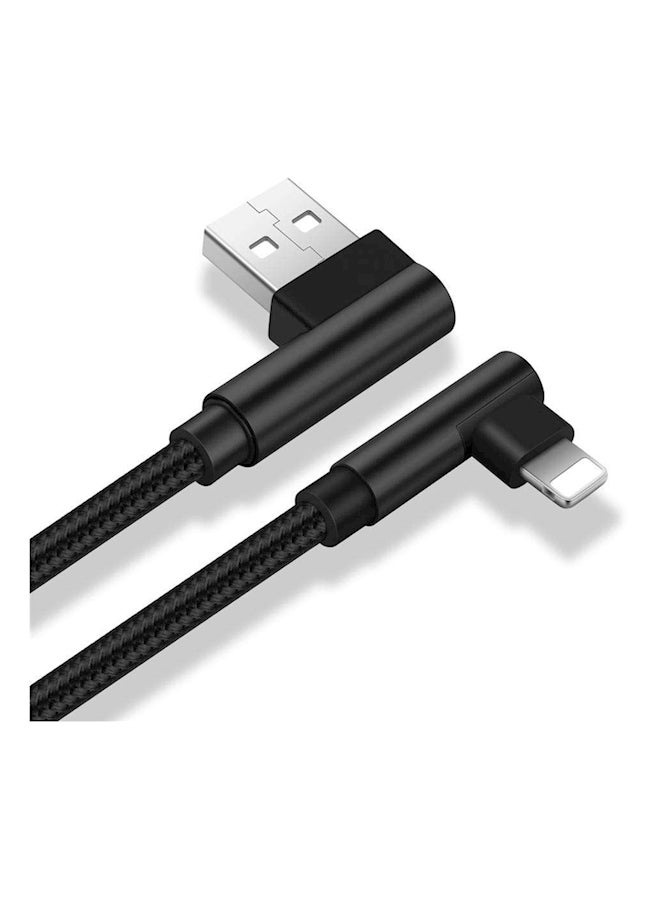 90 Degree USB 2.0 To USB C Data Sync Charging Cable Black - Image 1