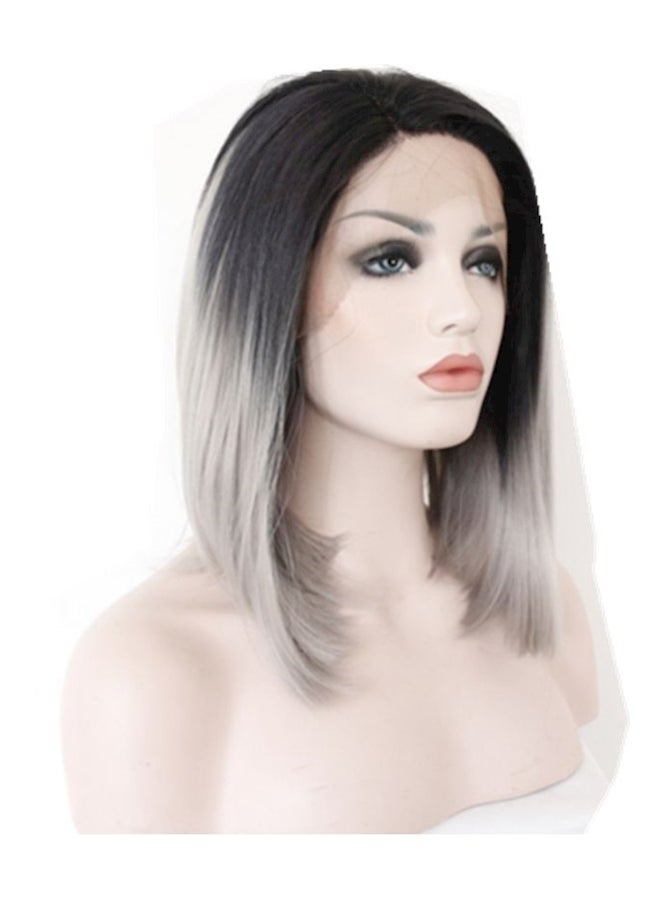 Lace Front Straight Hair Extension Black/Grey - Image 2