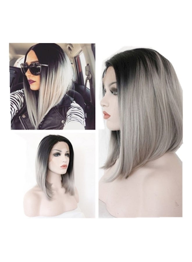Lace Front Straight Hair Extension Black/Grey - Image 3
