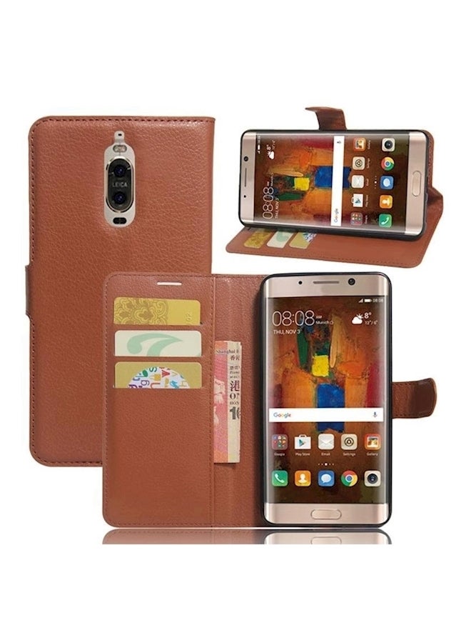 PU Leather Wallet Stand Card Flip Case Cover For Huawei Mate 9 Pro Brown  - Image 1