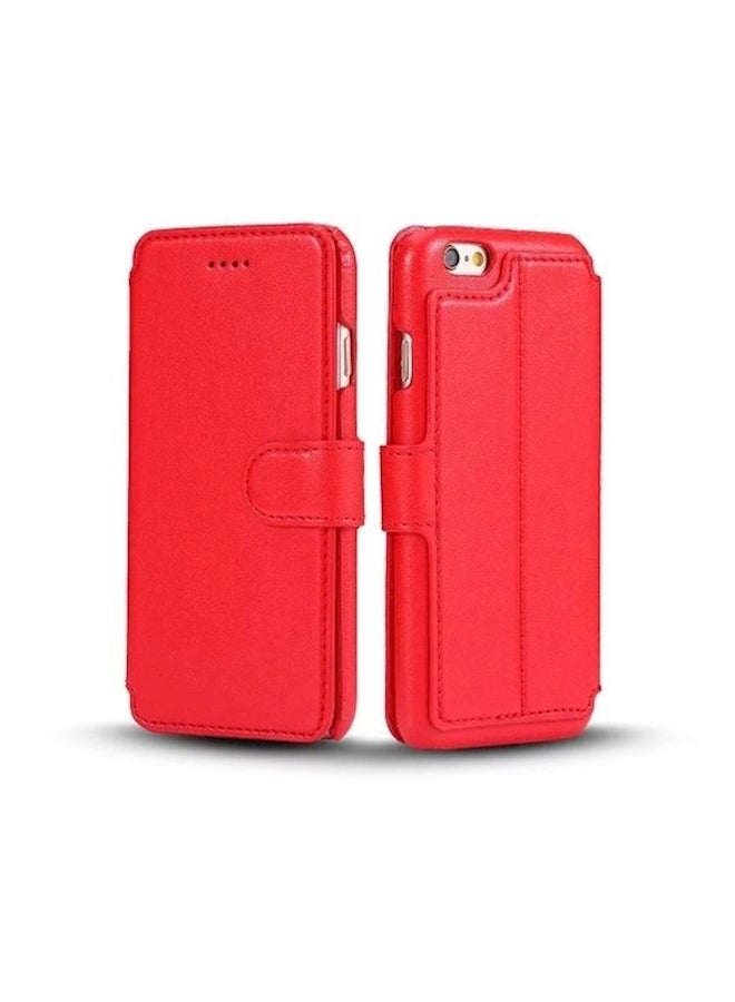 PU Leather Case For Apple iPhone6s Case Flip Stand Wallet Phone Shell Back Cover With Card Holder Red  - Image 1