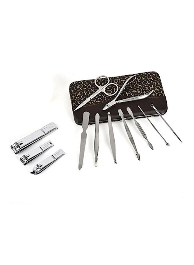 12-Piece Manicure Professional Grooming Kit Silver - Image 1