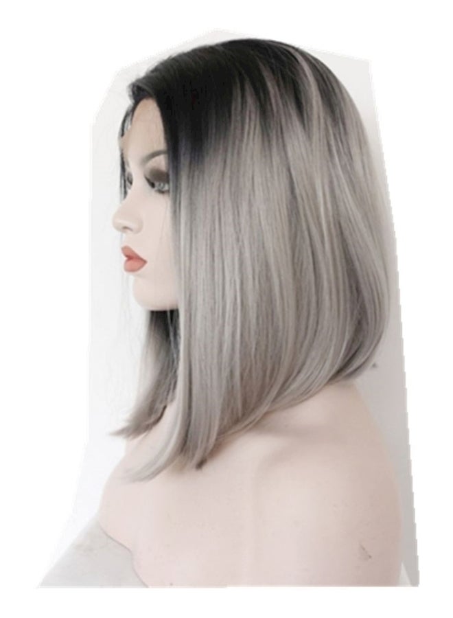 Lace Front Straight Hair Extension Black/Grey - Image 1