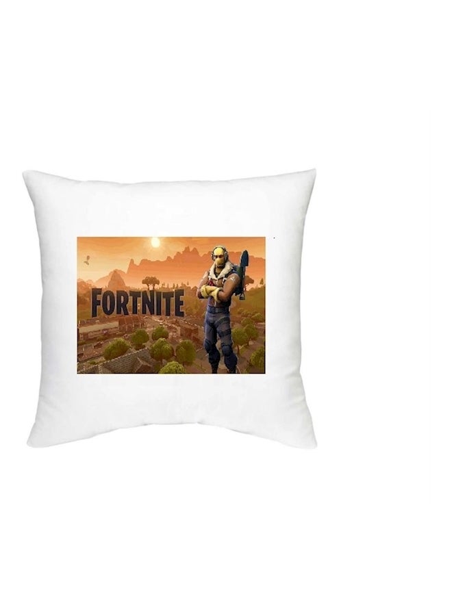 غطاء وسادة ديكور للتزيين بطبعة مستوحاة من لعبة "Fortnite" أبيض/أصفر/أسود