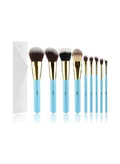 9-Piece Colour Handle Makeup Brush Set Blue