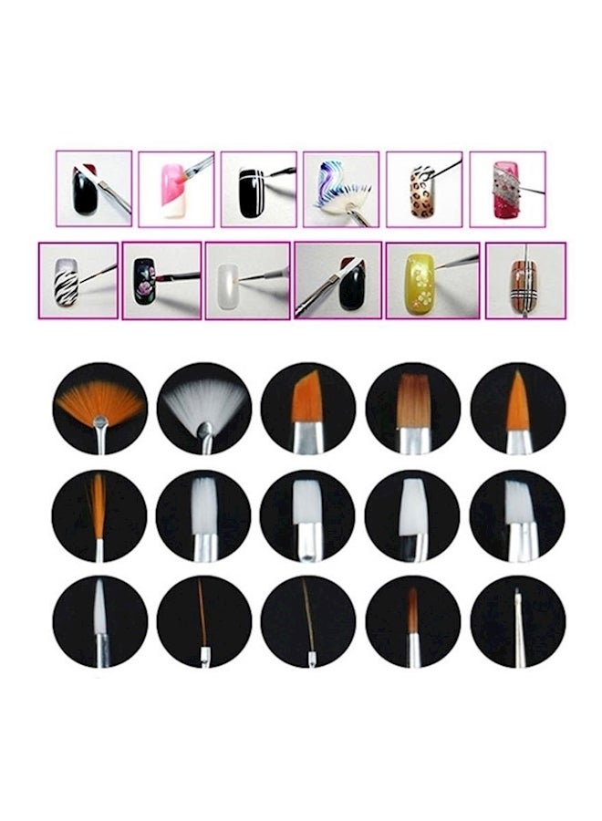 طقم فراشي تزيين الأظافر من 20 قطعة أسود - Image 2