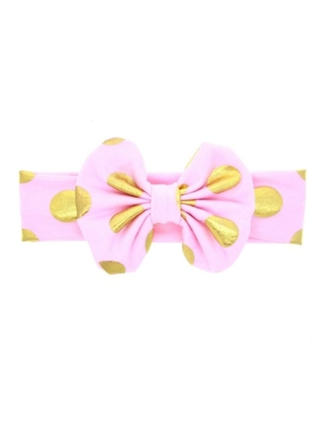 Polka Dot Knotted Bow Hairband Pink/Gold