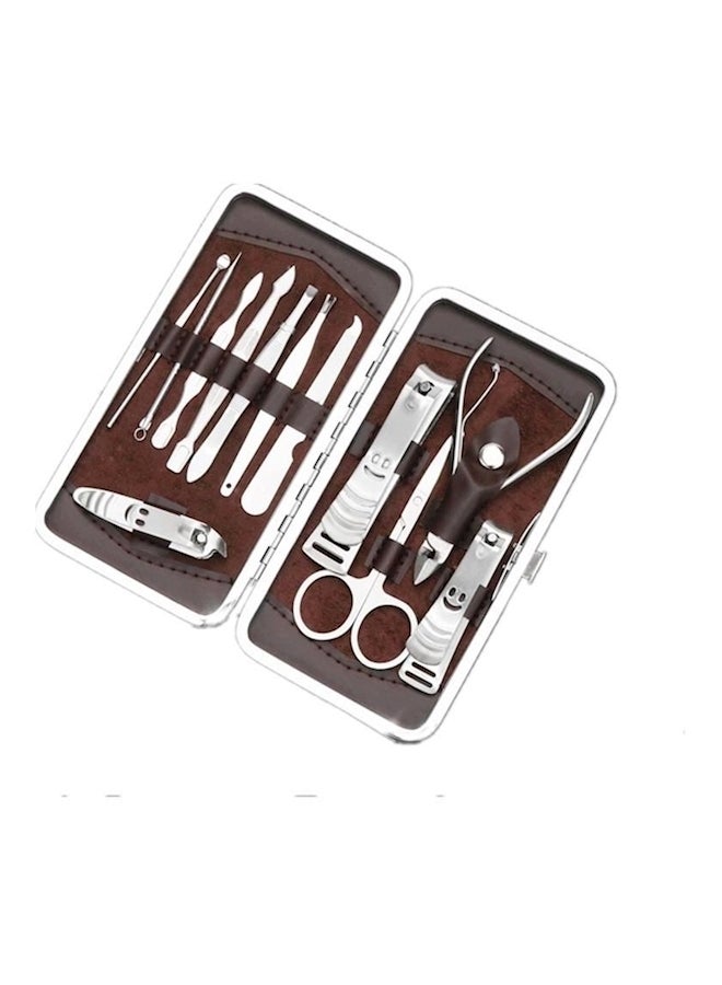 طقم أدوات قص الأظافر مكون من 12 قطعة بني - Image 3