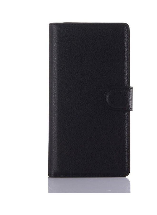 Litchi Pattern Clams Simple Wallet Case Cover For Sony Z5 Premium Black - Image 1