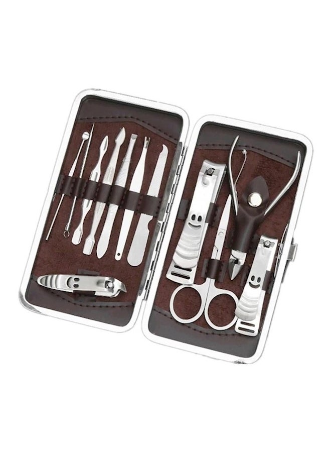 طقم أدوات قص الأظافر مكون من 12 قطعة بني - Image 1