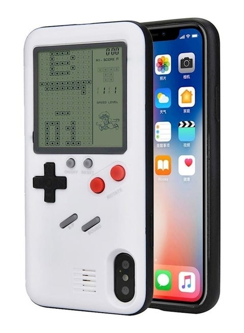 Protective Case Cover With Tetris Game For Apple iPhone X White/Black