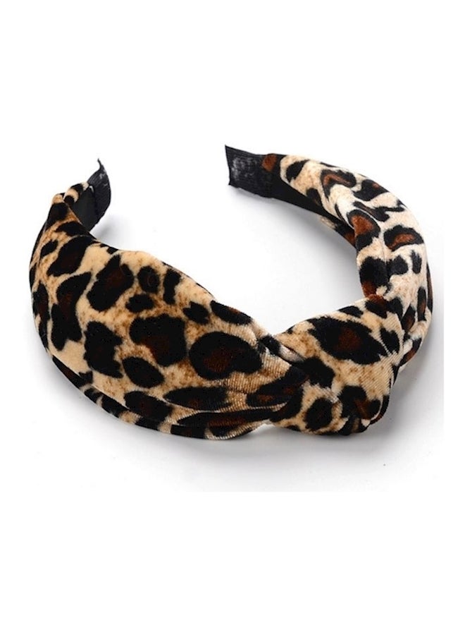 ربطة شعر متقاطعة من قماش الفلانيل بيج / أسود - Image 1