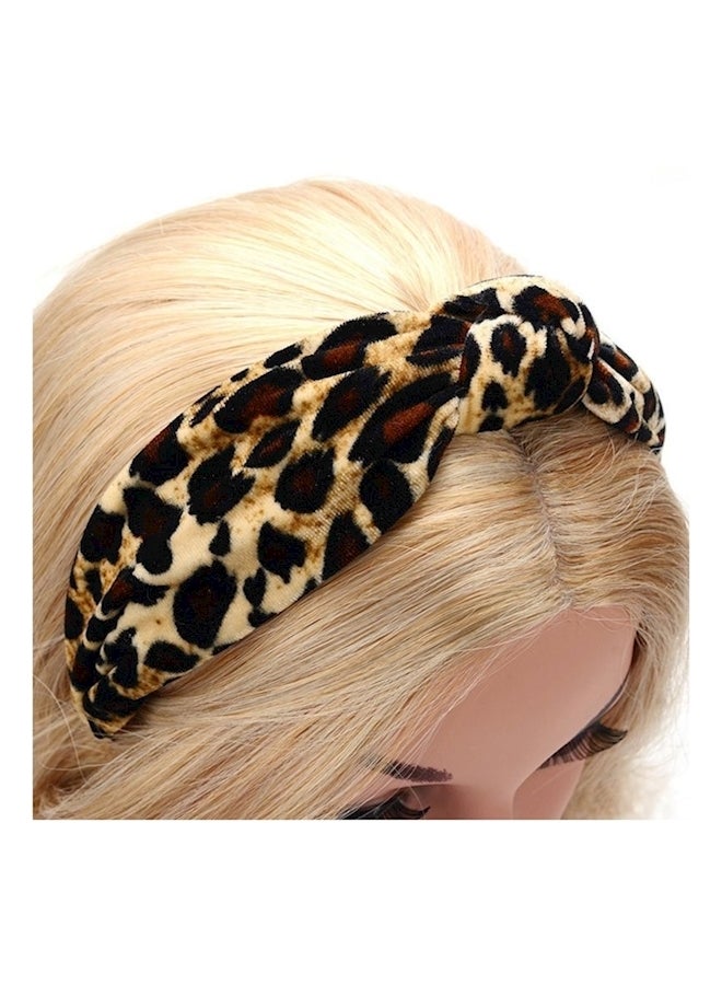 ربطة شعر متقاطعة من قماش الفلانيل بيج / أسود - Image 3