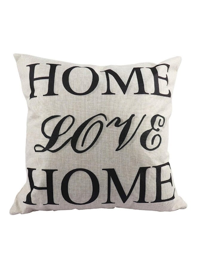 Home Love Home Printed Cushion Cover White/Black