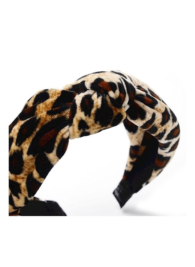 ربطة شعر متقاطعة من قماش الفلانيل بيج / أسود - Image 2