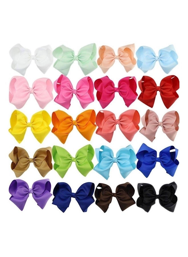 20-Piece Ribbon Hair Bow Red/Blue/Green - Image 1