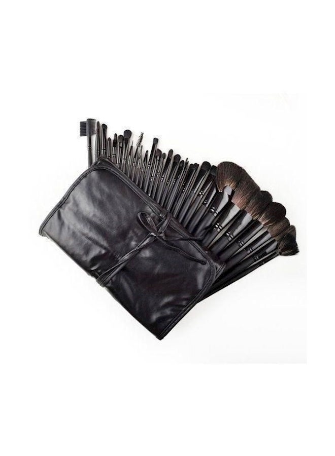 طقم فرش ماكياج احترافية من 32 قطعة مع حقيبة أسود - Image 1