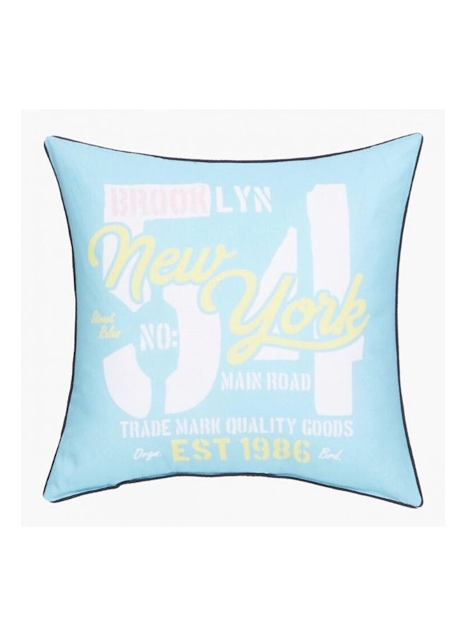 Printed Cushion Cover Blue/White/Yellow 45x45cm