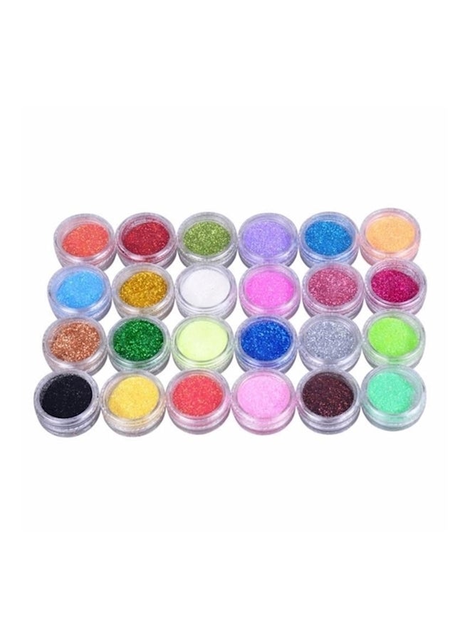 24 Colors Nail Art Glitter Shimmer Dust Powder Multicolour - Image 1