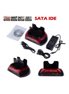 Dual Docking Station Hard Disk Drive Dock Red/Black