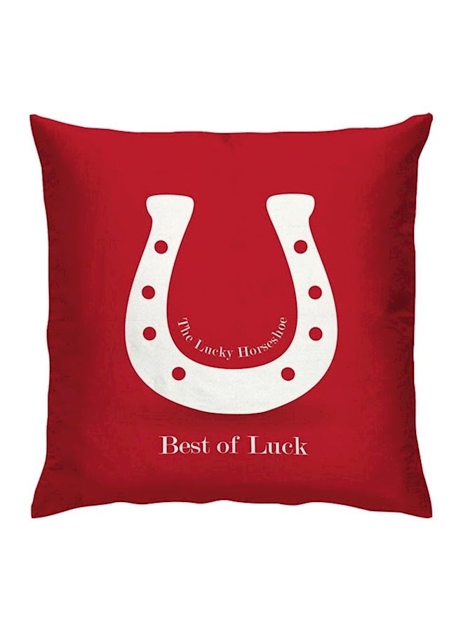 Horse Shoe Printed Cushion polyester Red/White 40x40cm  - Image 1