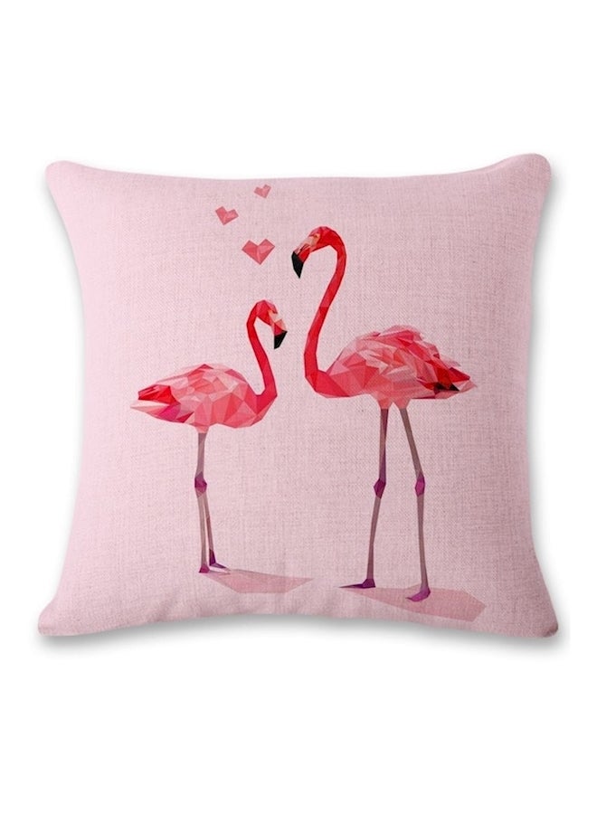 وسادة مزينة بطبعة طائر الفلامنجو polyester وردي/أحمر 45x45سم - Image 1