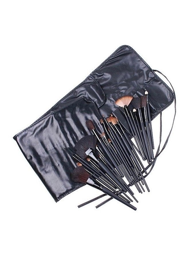 32-Piece Makeup Brush Set With Rayon Cosmetic Bag Black - Image 1