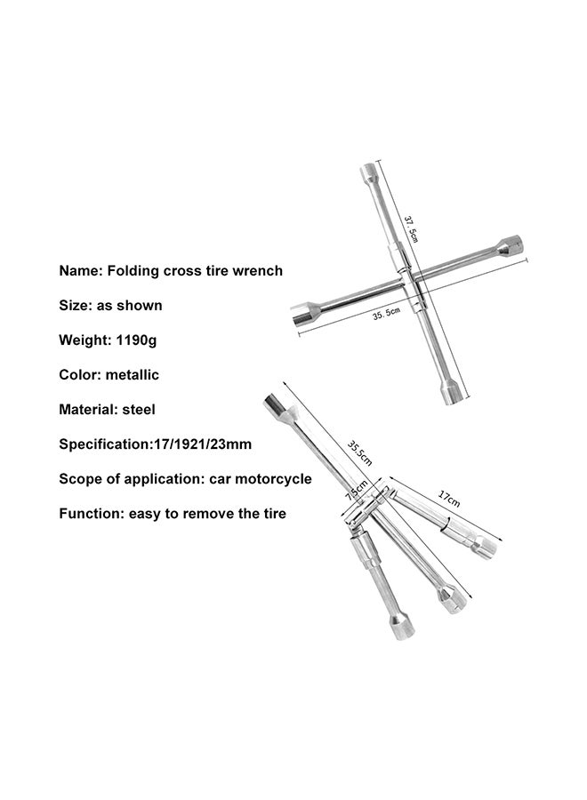 Universal Folding 4-Way Wrench Cross Wrench Tire Removal Repair Tool - Image 3