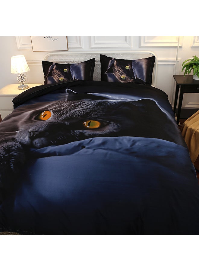 3-Piece Cat Printed 3D Bedding Set Cotton Multicolour 0.7kg  - Image 1