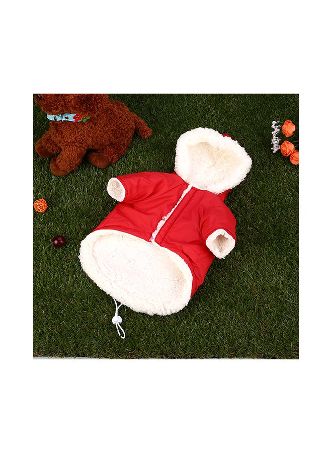 Pet Dog Soft Winter Warm Coat Hoodies Outfit Apparel Red Syard - Image 2