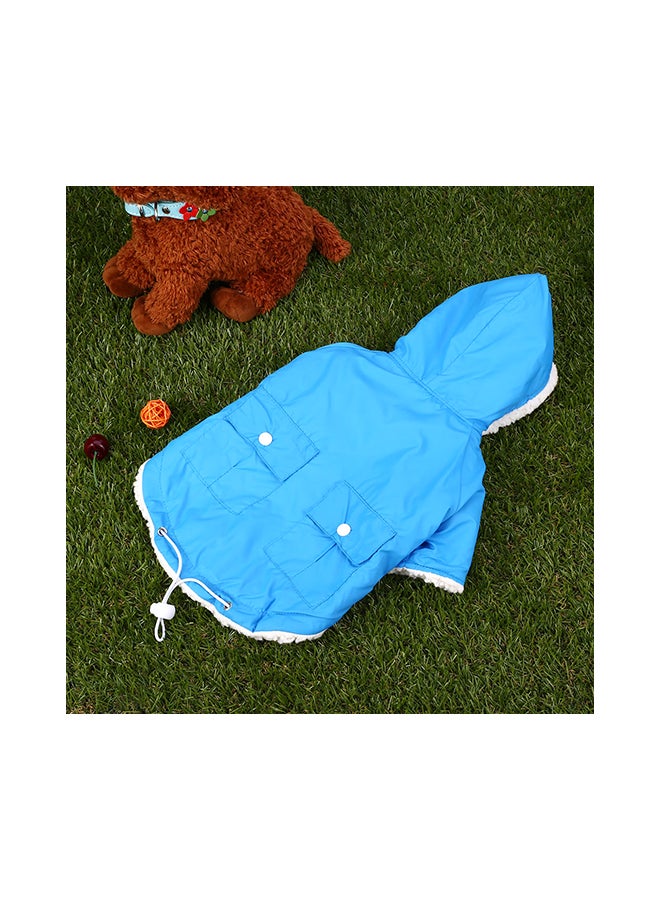معطف دافئ وناعم بقبعة للشتاء مخصص للكلاب الأليفة أزرق Lياردة - Image 4