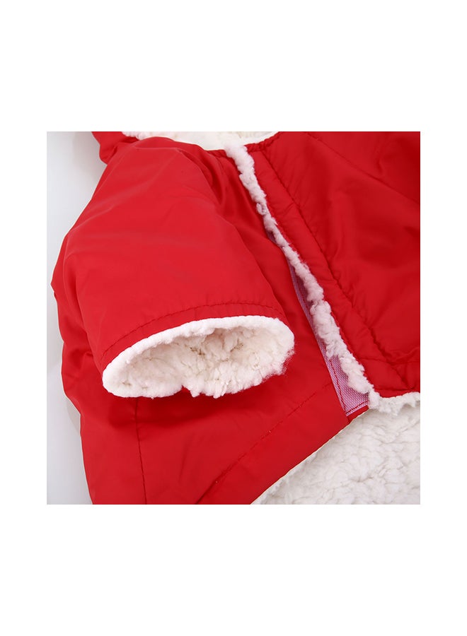 Pet Dog Soft Winter Warm Coat Hoodies Outfit Apparel Red Syard - Image 4
