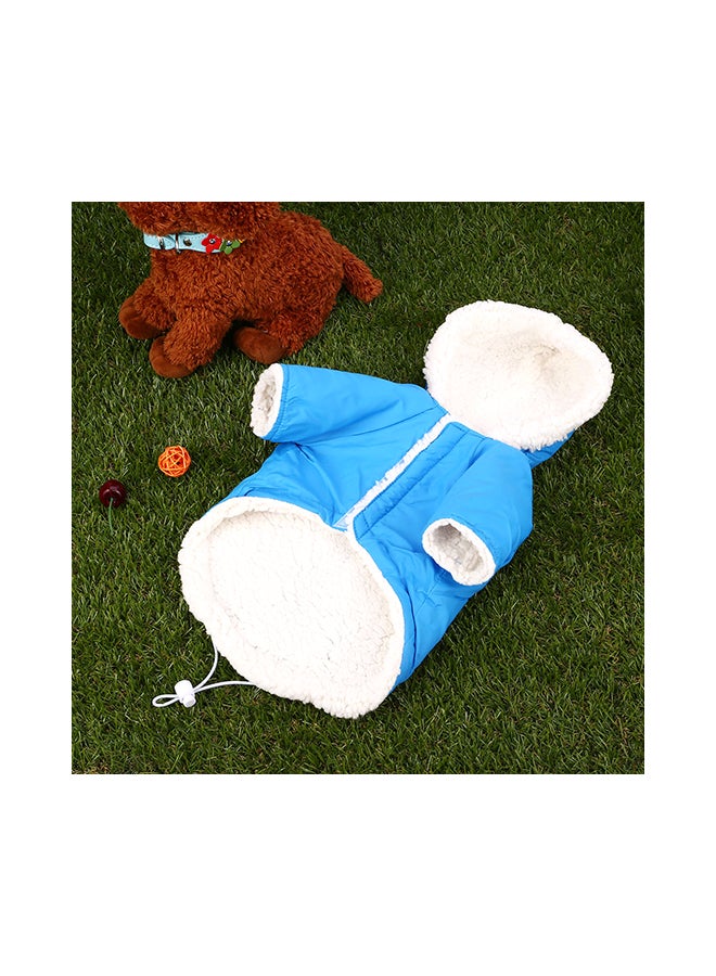 معطف دافئ وناعم بقبعة للشتاء مخصص للكلاب الأليفة أزرق Lياردة - Image 2