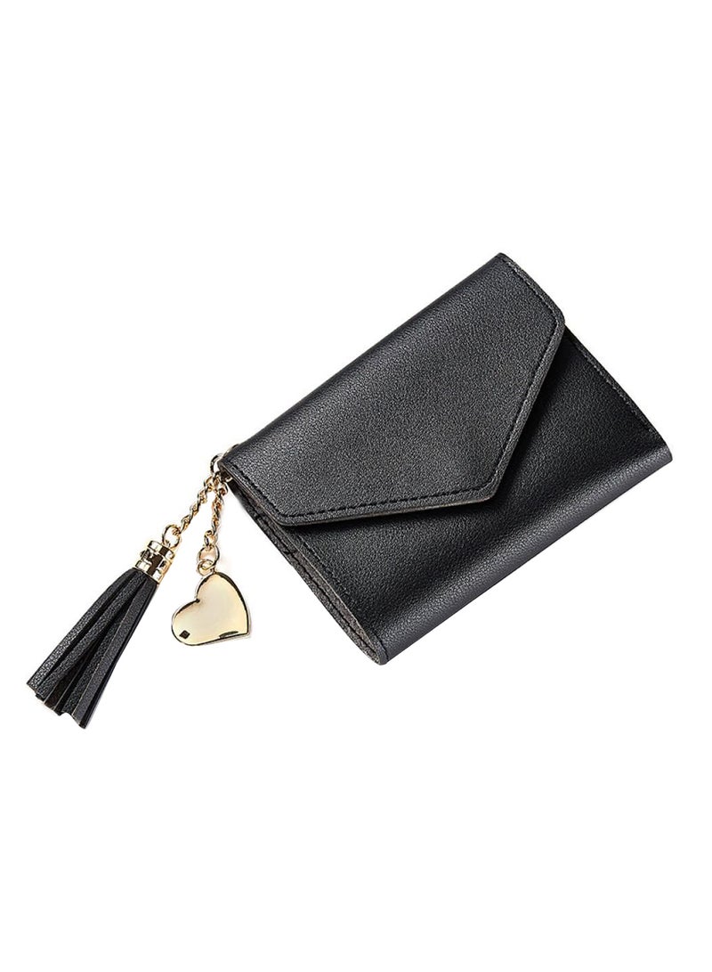Short Tassel Wallet Black 