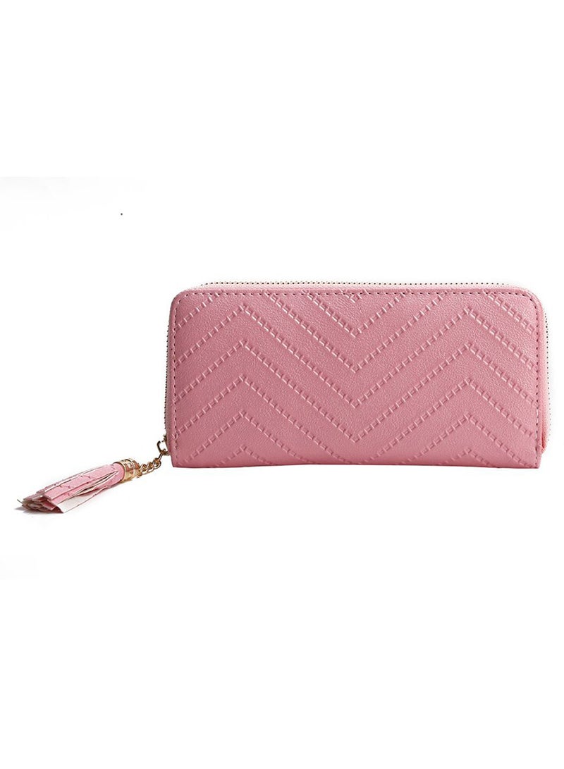 Tassel Zipper Long Wallet Pink  - Image 1