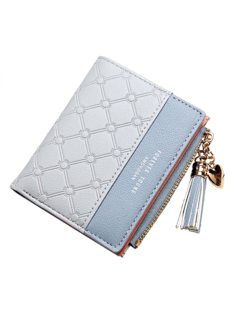Tassel Heart Pendant Bifold Wallet Grey/Blue  - Image 1