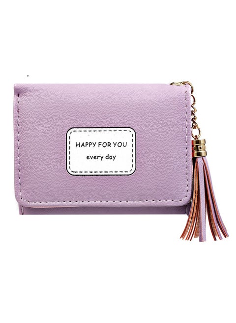 Happy For You Tassel Short Wallet Purple
