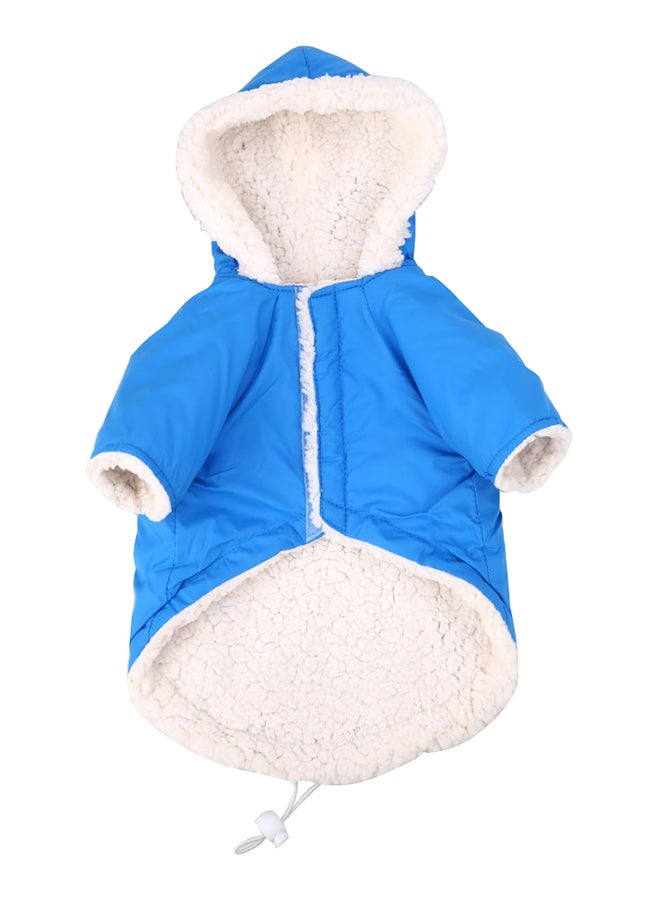 معطف دافئ وناعم بقبعة للشتاء مخصص للكلاب الأليفة أزرق Lياردة - Image 3